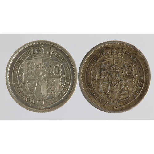 1468 - Shillings (2) George III: 1816 nEF large edge knock, and 1819 EF