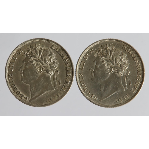 1469 - Shillings (2) George IV: 1824 and 1825 garter shield, GVF