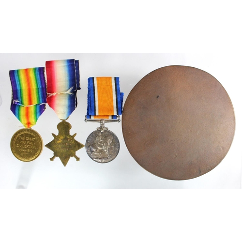 147 - 1915 casualty trio and death plaque to SS/107716 Wilfred Hunter Davies, died 5-1-1915 HMS Vivid, rem... 