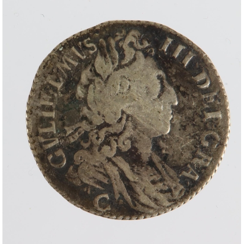 1476 - Sixpence 1697C (Chester) 3rd bust, small crowns, S.3543, Bull 1276- R3. Dark and porous but NVF for ... 