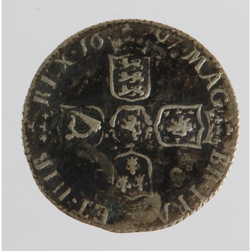 1476 - Sixpence 1697C (Chester) 3rd bust, small crowns, S.3543, Bull 1276- R3. Dark and porous but NVF for ... 