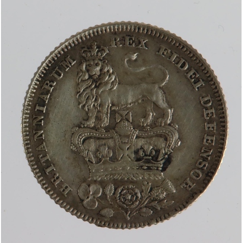 1480 - Sixpence 1826, lightly cleaned EF