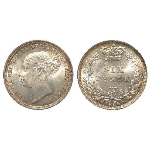 1487 - Sixpence 1886 very lightly toned UNC