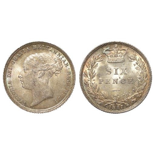 1488 - Sixpence 1887 (young head) light iridescent AU