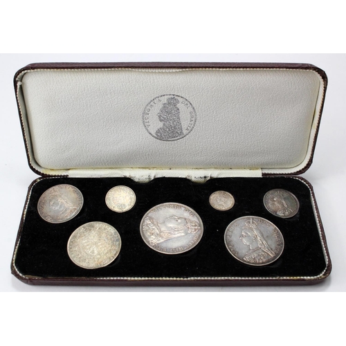 1494 - Specimen set 1887 (Crown - Threepence) with revised sixpence. VF - EF in a 20th century box