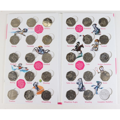 1498 - The Official London 2012 50p Sports Collection Album by the Royal Mint, complete minus the 'complete... 