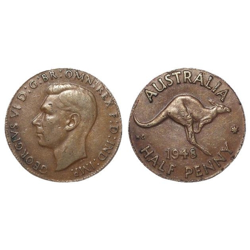 1509 - Australia, error Halfpenny 1948, seems to have been struck on a small flan, 4.55g, VF