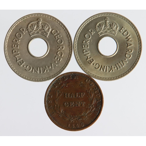 1515 - British Commonwealth (3): Fiji Pennies: 1934 GEF, 1936 lightly toned UNC, and Straits Settlements EI... 