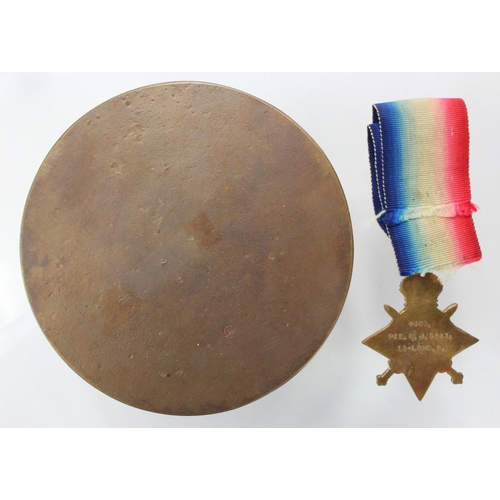 152 - 1915 Star and Death Plaque to 4401 Pte Ellis James Gray 13th London Regt. Killed In Action 16th Augu... 