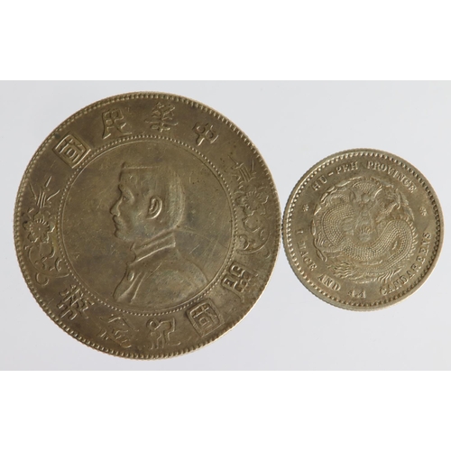 1520 - China (2) 'Memento' Silver Dollar ND(1927), Y#318a.1, EF, a few small nicks/scratches, along with Hu... 