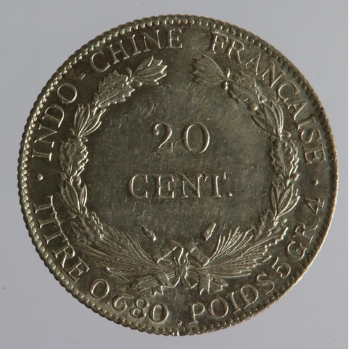 1535 - French Indo-China (Vietnam, Cambodia & Laos) silver 20 Centimes 1937 EF-GEF