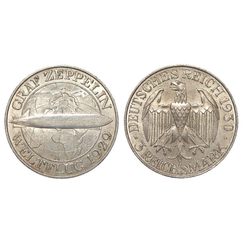 1545 - Germany, Graf Zeppelin silver 3 Mark 1930A, EF