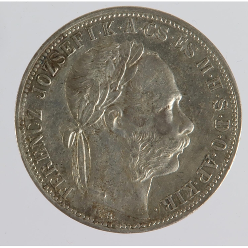 1551 - Hungary silver 1 Forint 1892 KB, KM# 475, EF