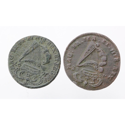 1556 - Ireland copper Halfpennies (2): 1683 nVF, and 1693 GF