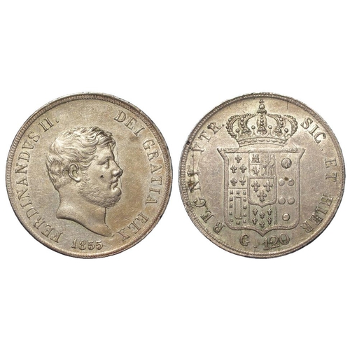 1560 - Italian State, Naples silver 120 Grana 1855, KM# 370, EF, scratch.