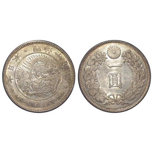 1563 - Japan silver Yen Yr.19 (1886) reduced size, 38.1mm, also note the broader teeth of the border, Y# A2... 