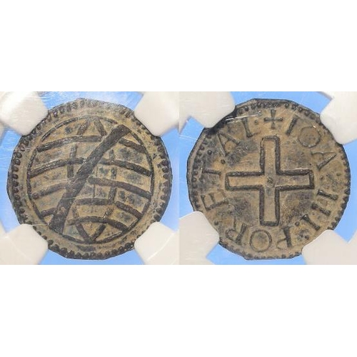 1578 - Portuguese Malacca (Malaysia), Juao III (1521-1557) tin Dinheiro, Lisbon for Malacca mint, Saran Sin... 