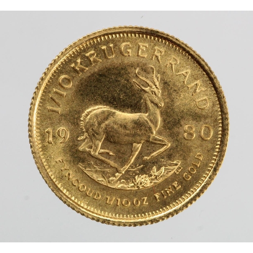 1592 - South Africa One Tenth Krugerrand 1980 GEF