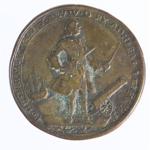 1633 - British Commemorative Medal, cast bronze d.40mm: Admiral Vernon Took Porto Bello With Six Ships Only... 