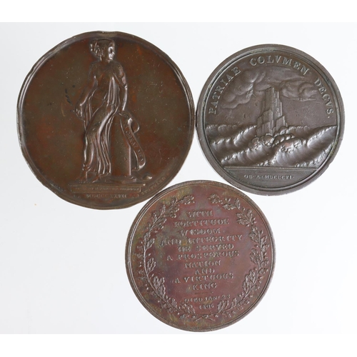 1640 - British Commemorative Medals (3) bronze: 62mm: Sir Walter Scott 1827, by Stothard from the 'Great Me... 