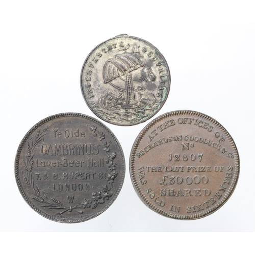 1645 - British Commemorative Medals / Tokens (3) 18th-19thC: London, Charles Manzel, Gambrinus Beer Hall to... 