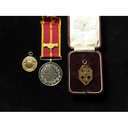 1647 - Caledonian Railways, Dundee West Co., mixed lot of Ambulance medals (3) comprising a 15ct. gold enam... 