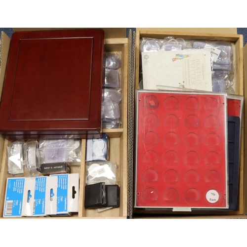 1652 - Coin collecting accessories in two boxes. A mixture of new and second-hand. No reserve