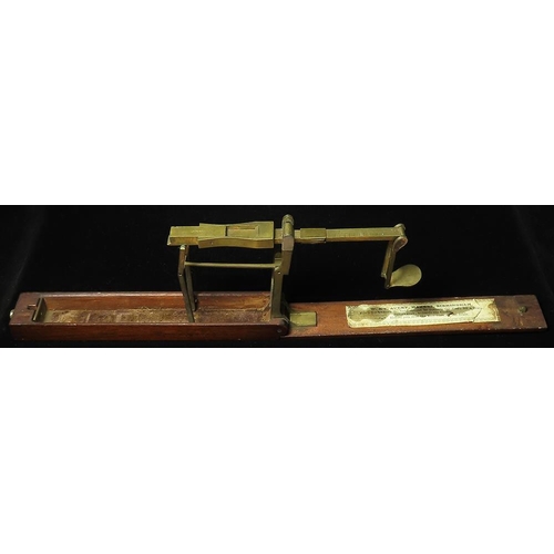 1655 - Coin Scales: W. & T. Avery Sovereign & Half Sovereign balance in wooden case. Early 19th century. Un... 