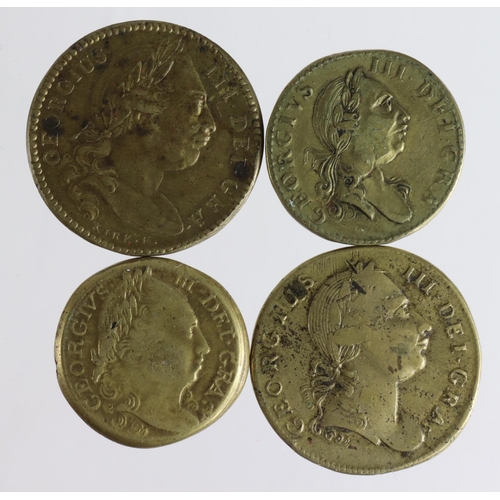 1662 - Coin Weights (4) brass: George III portrait Guinea weights, all different types including Withers 18... 