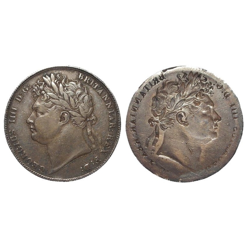 1673 - Error Coin: George IV Halfcrown obverse brockage, a nice example, toned VF, some scratches.