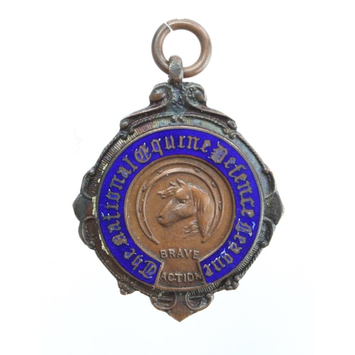 1695 - Life Saving Award - The National Equine Defence League bronze & enamel medal presented for a brave a... 