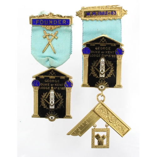 1701 - Masonic - Pair of silver gilt medals (Founder & W.M. 1982-83) for George, Duke of Kent Lodge No. 878... 