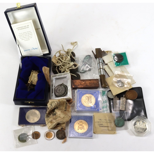 1711 - Miscellaneous assortment of tokens, silver ingots, exonumia etc.