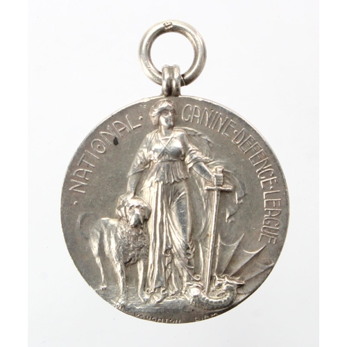 1714 - National Canine Defence League silver medal engraved 