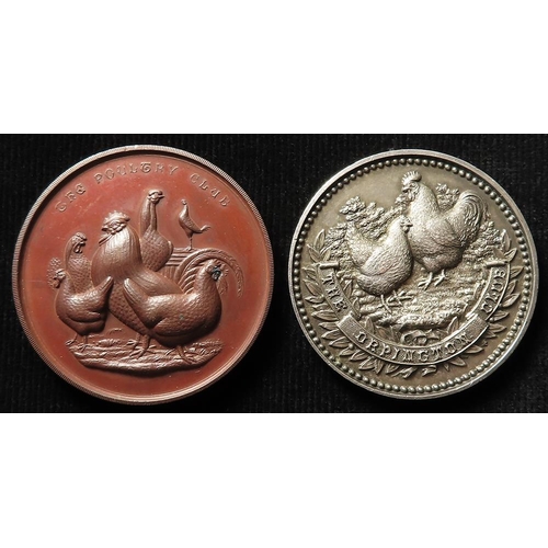 1719 - Poultry Medals (2): Silver d.44mm, 31.19g, The Orpington Club / Reigate Show 1.8.99 (1899) won by H.... 