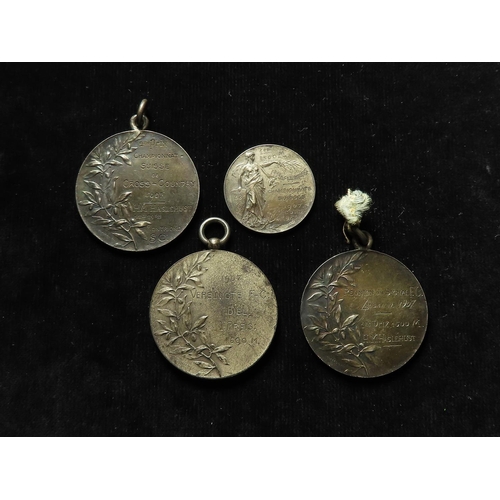 1746 - Switzerland (4) white metal running and football medals by Huguenin, 1907: Championat Suisse de Cros... 