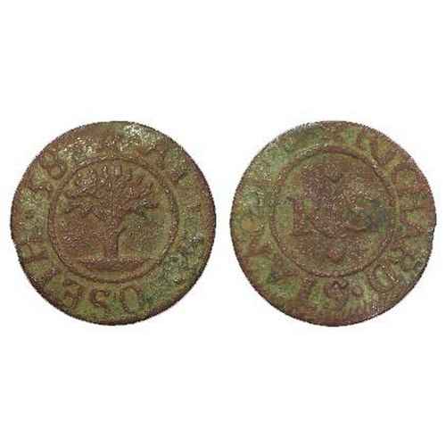 1749 - Token, 17thC Essex: St Osyth, Richard Stanly Farthing (16)'58, #286, rare, VG