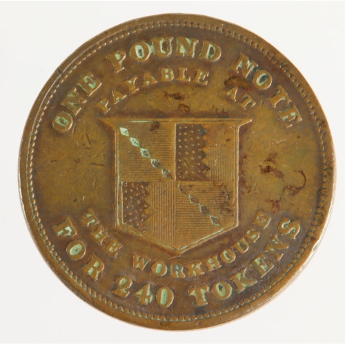 1775 - Token, 19thC: Birmingham Workhouse Penny 1812 VF