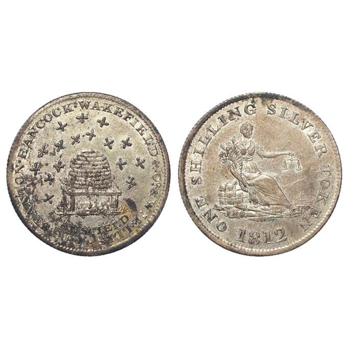 1780 - Token, 19thC: Mansfield, Messrs. Stanton etc, beehive silver Shilling 1812, Notts #2-3, nEF