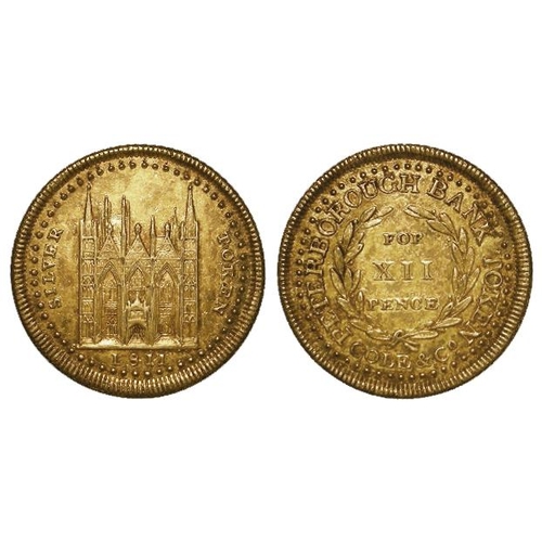 1783 - Token, 19thC: Peterborough Bank, Cole & Co. silver-gilt Shilling 1811 proof on a larger, thicker fla... 