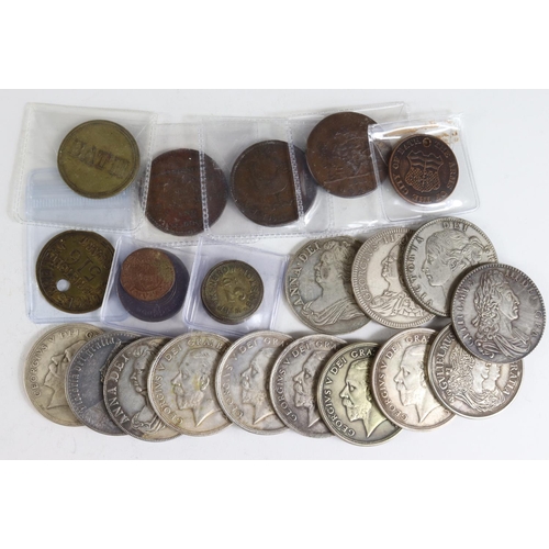 1786 - Tokens (10) of Bath and Bristol, 17th-19thC copper and brass including a Georges Brewery Bristol Qua... 