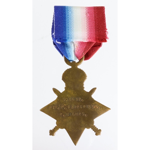 179 - 1915 Star to S-3612 Pte P Fairgrieve R.Highrs. Listed as a Prisoner of War in the Dundee Courier 14/... 