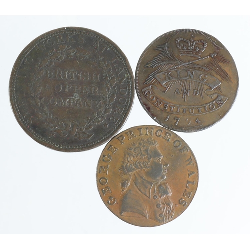 1791 - Tokens, 18th-19thC Essex (3): Chelmsford Halfpenny 1794 D&H #5 VF, Warley Camp Prince of Wales Halfp... 