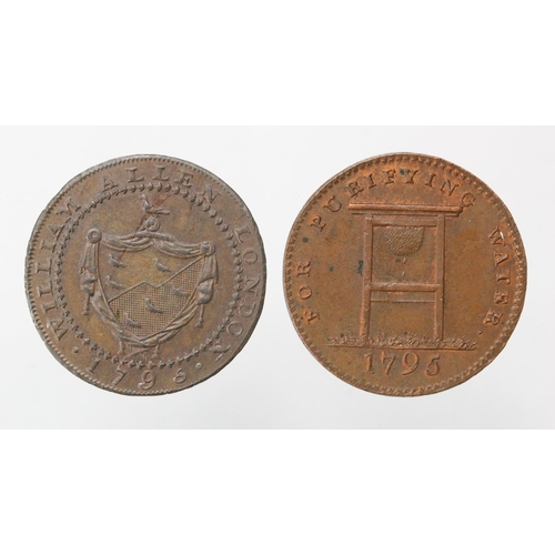 1798 - Tokens, 18thC (2) Middlesex, Halfpennies: Filtering Stone Warehouse 1795 EF with lustre, and William... 