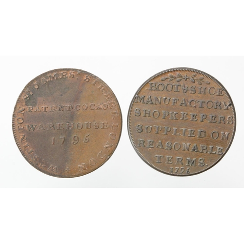 1803 - Tokens, 18thC (2) Middlesex, Halfpennies: Stinton's Grasshopper 1795 D&H #904 EF trace lustre, and H... 