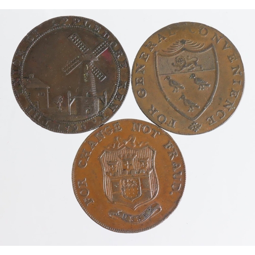 1809 - Tokens, 18thC Kent (3) Halfpennies: Appledore 1794 D&H #3 VF/GVF, Goldhurst 1794 D&H #28a aEF surfac... 