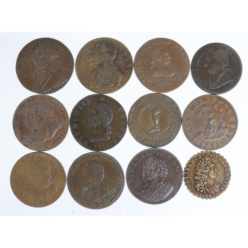 1810 - Tokens, 18thC Middlesex; London & National Halfpennies (12) noted: D.I. Eaton 1795 #301 GVF/nEF, Wha... 