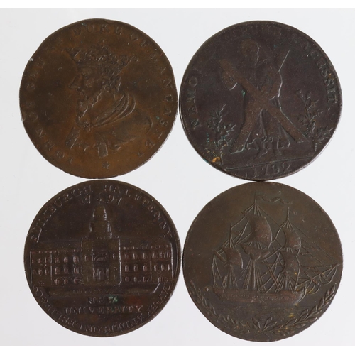 1815 - Tokens, 18thC Scotland (4) Halfpennies: Edinburgh/Liverpool mule 1791 VF, Edinburgh University 1797 ... 