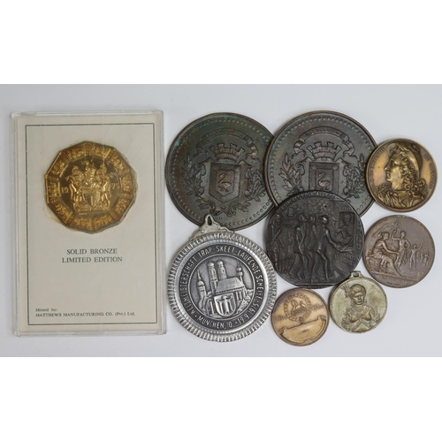 1828 - World Commemorative Medals (9) 19th-20thC, bronze and base metal.