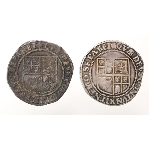 1895 - James I Shillings (2): mm. Escallop, 1606-7, Second Coinage S.2655, double-struck Fine, and mm. Lis,... 